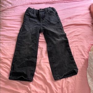 Black Straight-Leg Jeans with Adjustable Waistband
